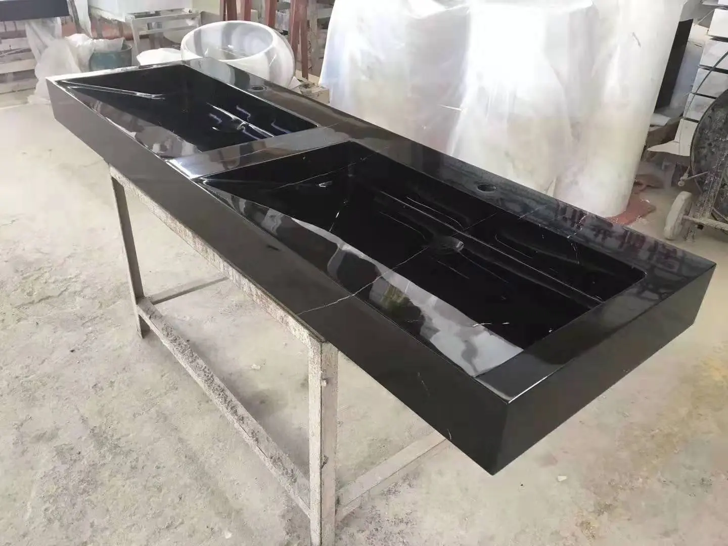 Black Marquina Double Integrated Vanity Basin view 2