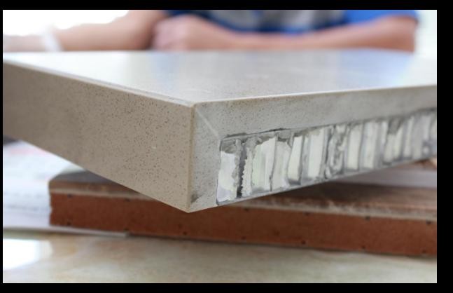 Composite-panel edge showing the internal core