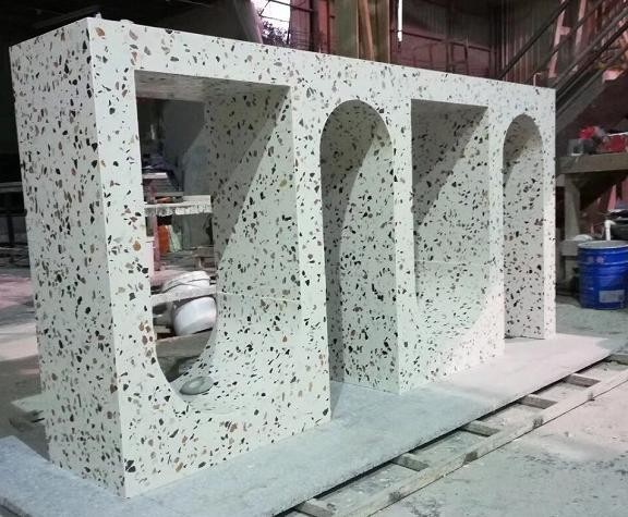 Stone components with shaped openings